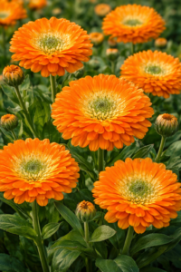 Calendula officinalis Naranja de corazón verde